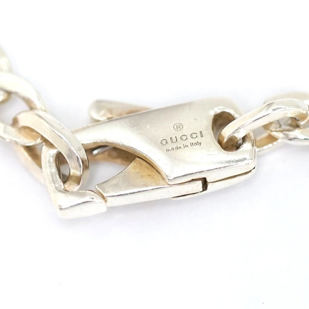 GUCCI Cut Out G Ring Charm Necklace 18" Silver 925 Auth w/Box #7211 - Picture 6 of 7